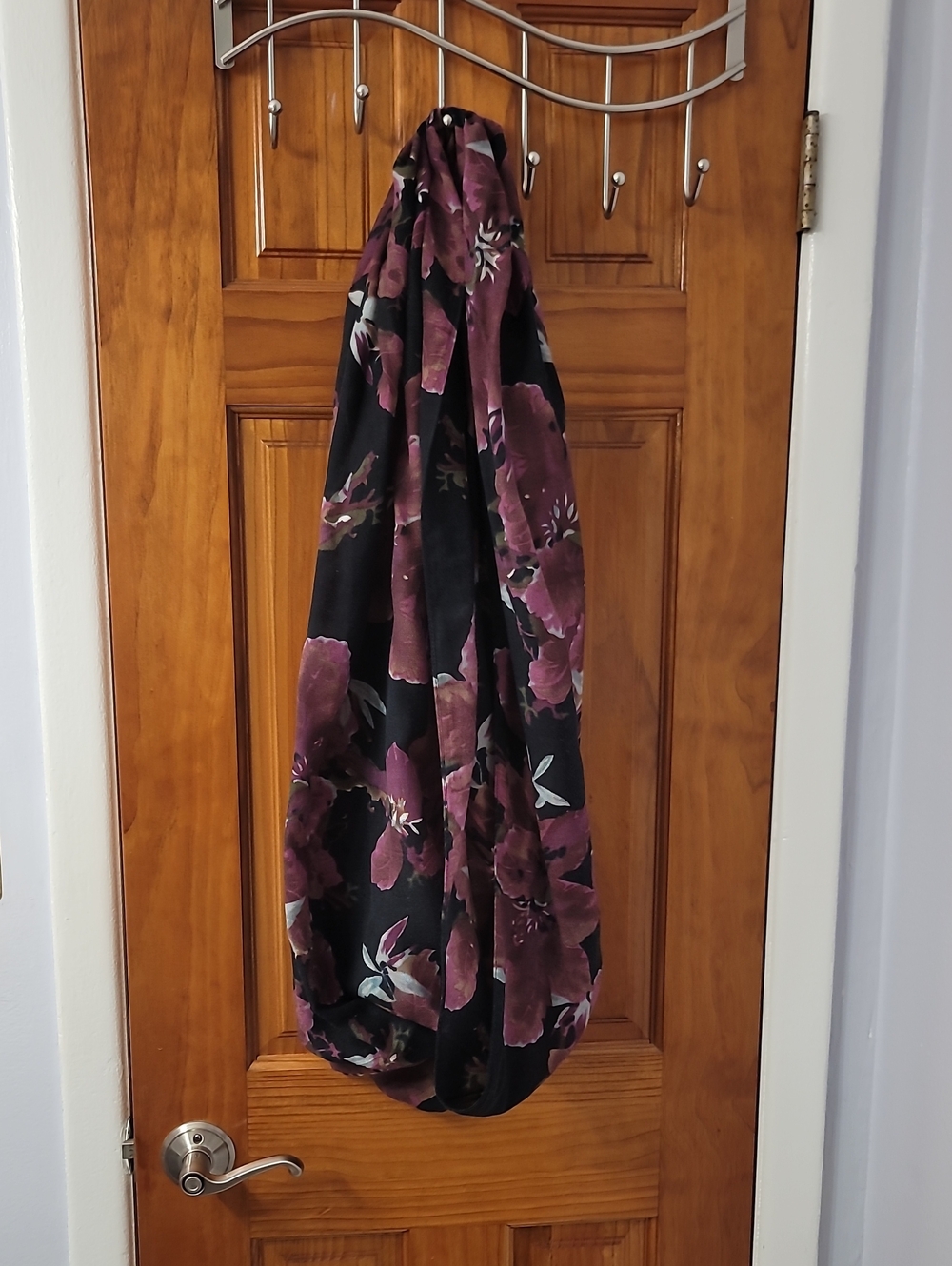 Mark Floral Infinity Scarf - Black and Plum by